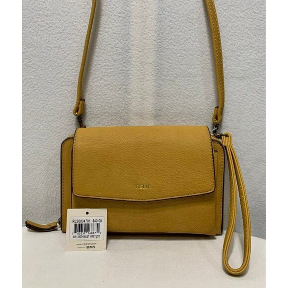 NEW RELIC by FOSSIL Kari Smartphone Crossbody Wallet Wristlet Honey Gold - Picture 1 of 12